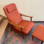 Vintage Afrormosia Teak Reclining Chair + Ottoman Mr. Mansfield Vintage