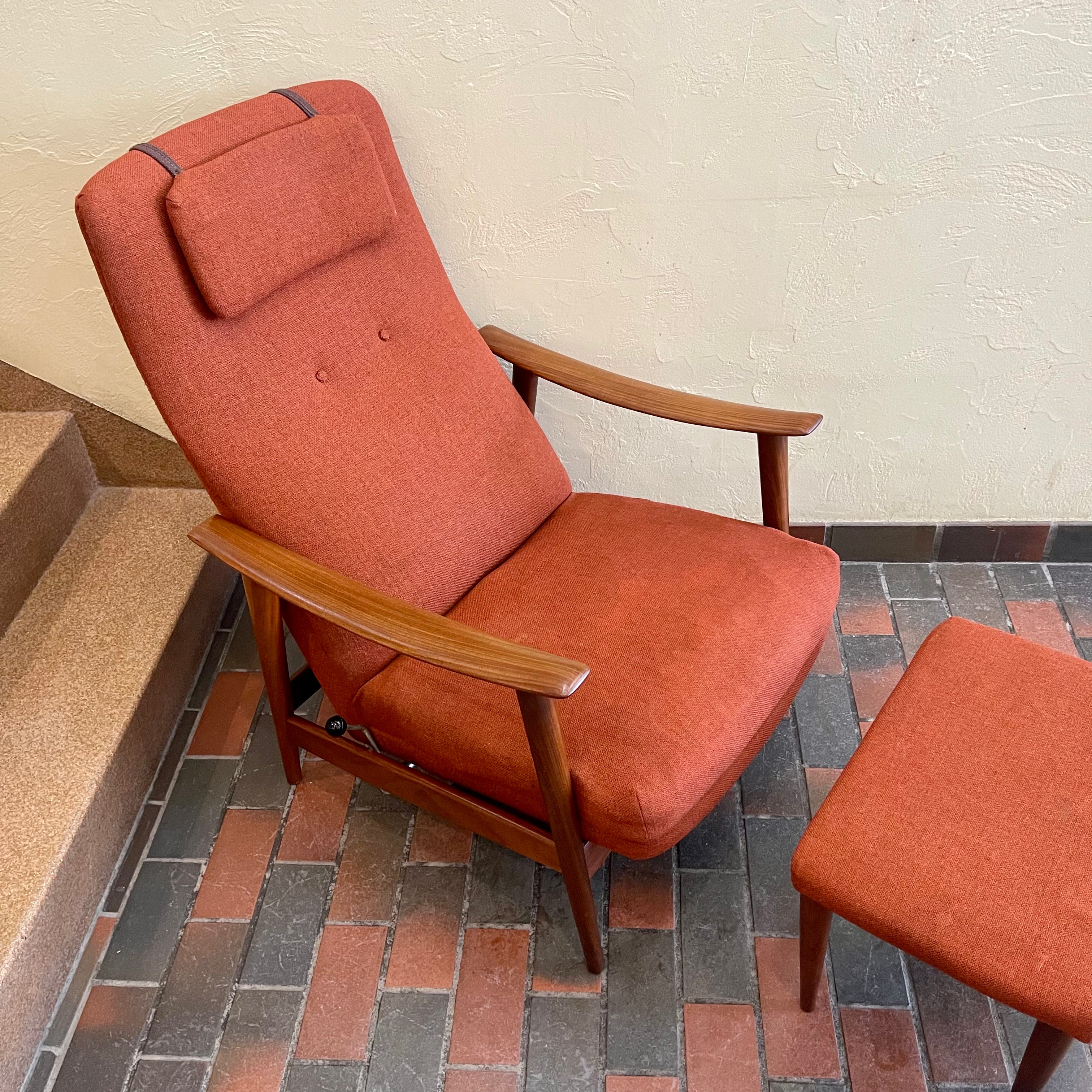 Vintage Afrormosia Teak Reclining Chair + Ottoman Mr. Mansfield Vintage