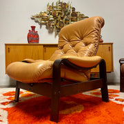 Cozy Carmel Leather Recliner + Ottoman Mr. Mansfield Vintage