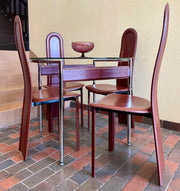 Italian Leather Chairs + Chrome + Leather Table - Mr. Mansfield Vintage