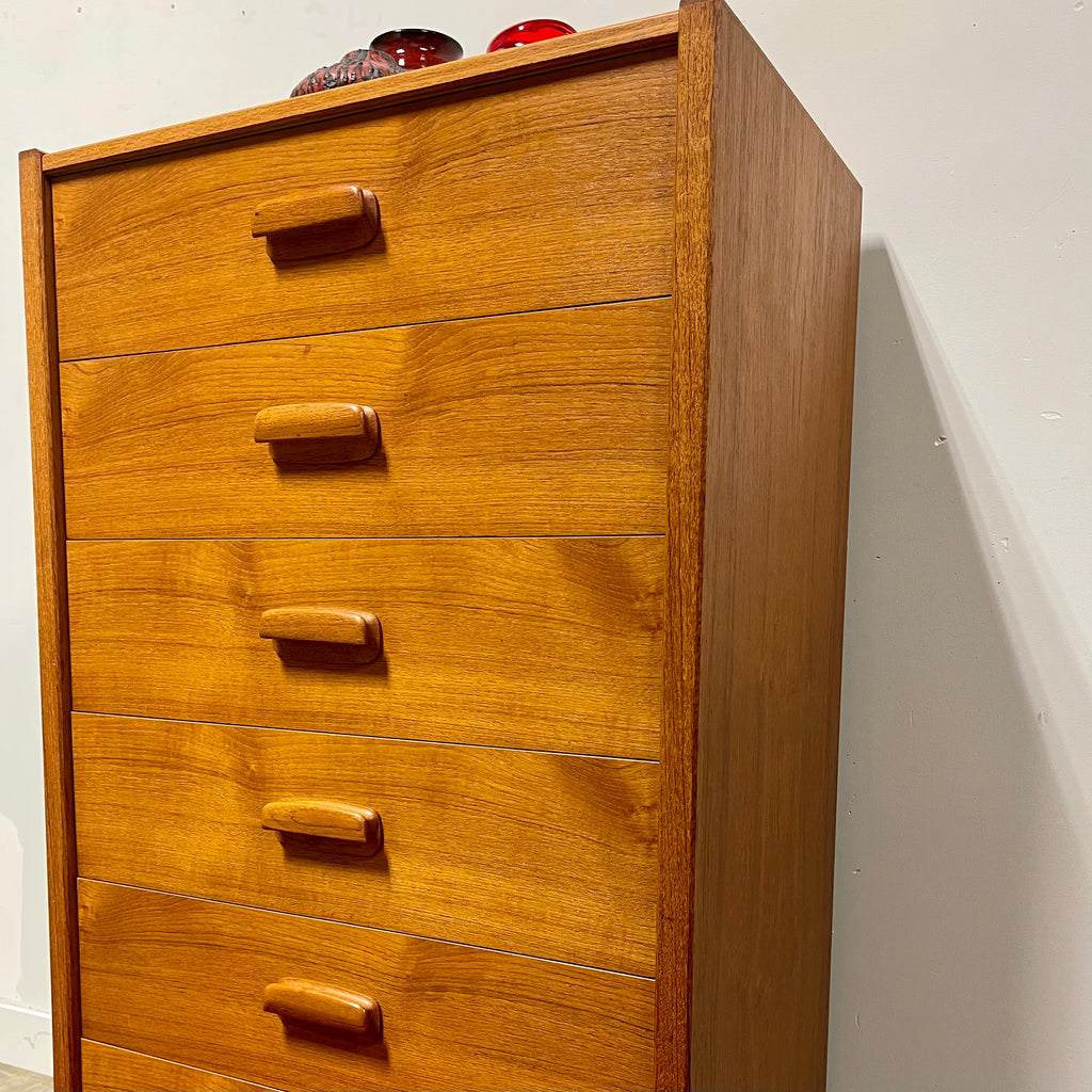 Teak 6 Drawer Tallboy Dresser - Mr. Mansfield Vintage