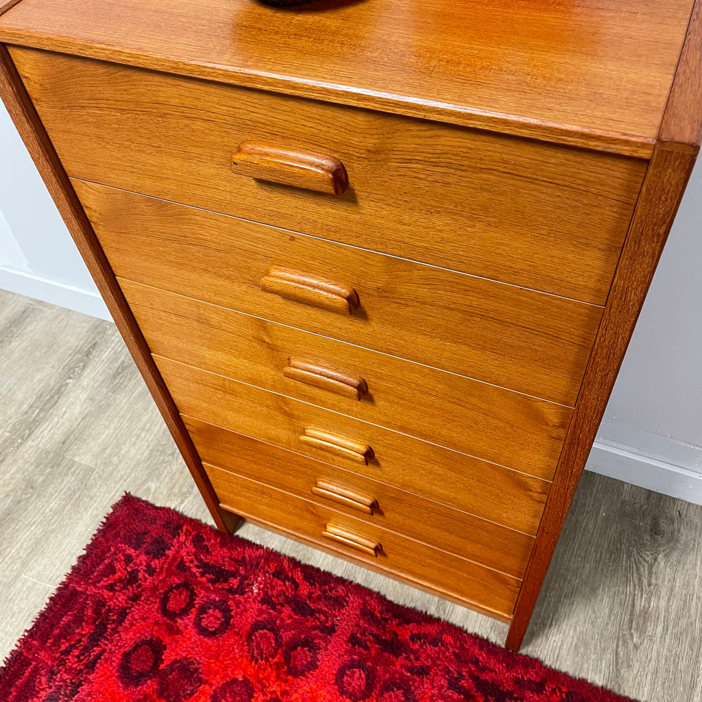 Teak 6 Drawer Tallboy Dresser - Mr. Mansfield Vintage