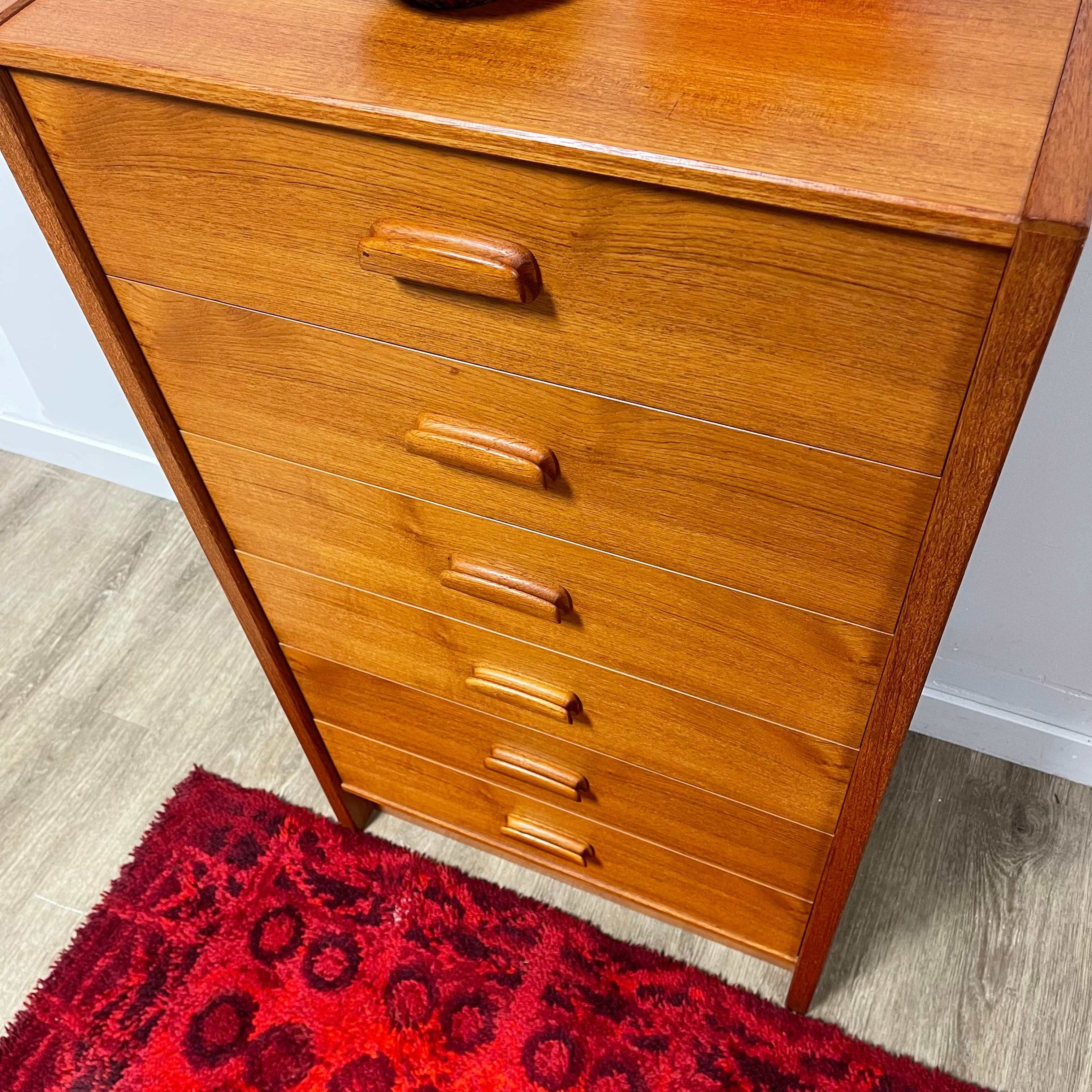 Teak 6 Drawer Tallboy Dresser - Mr. Mansfield Vintage