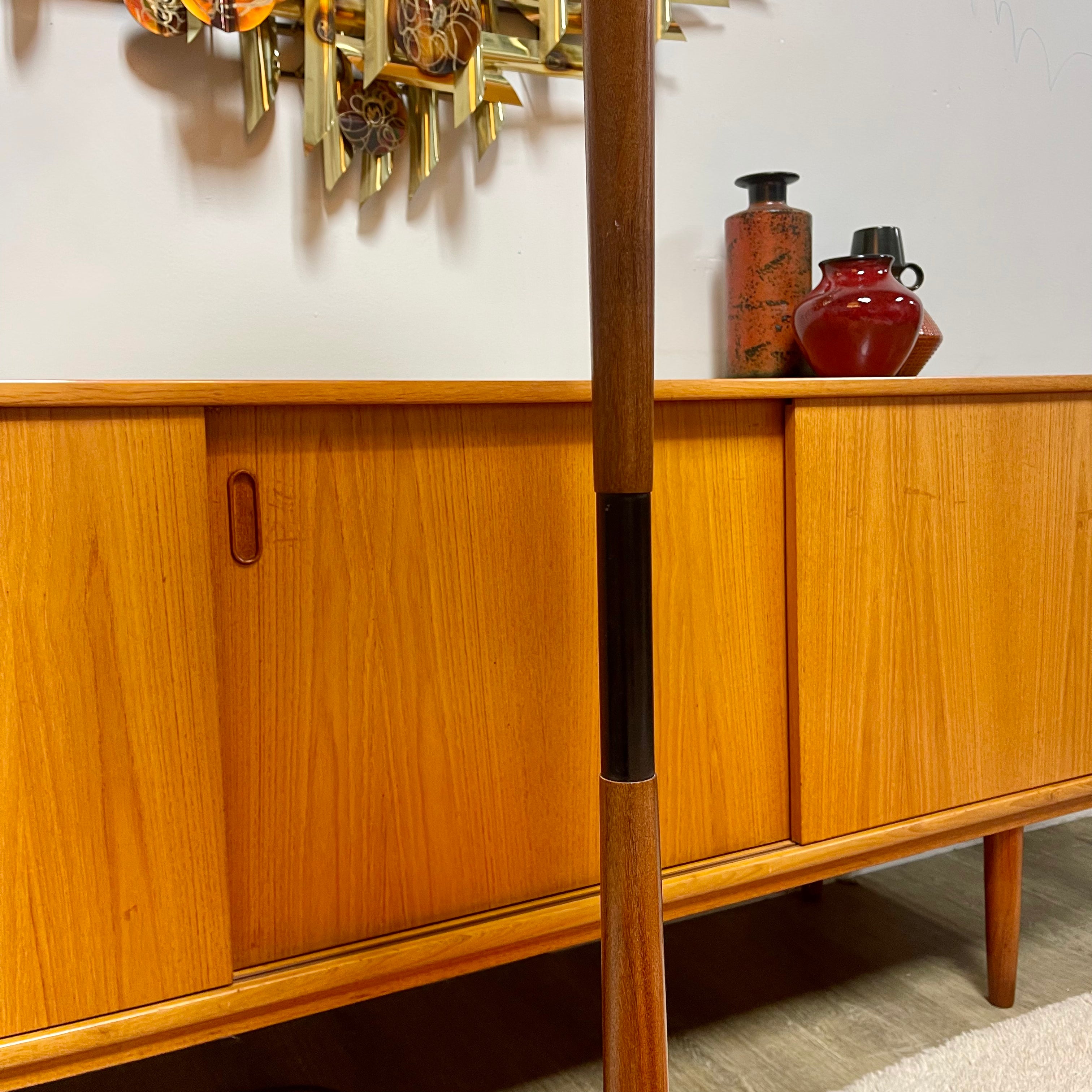 Mid-Century Modern Afrormosia Teak Floor Lamp + Original Shade - Mr. Mansfield Vintage