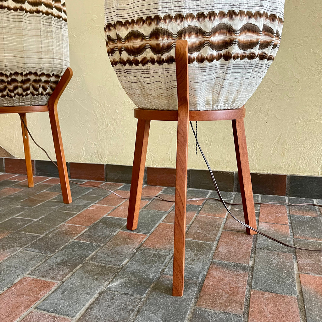 1960s Danish Teak Tripod Pod Floor Lamps