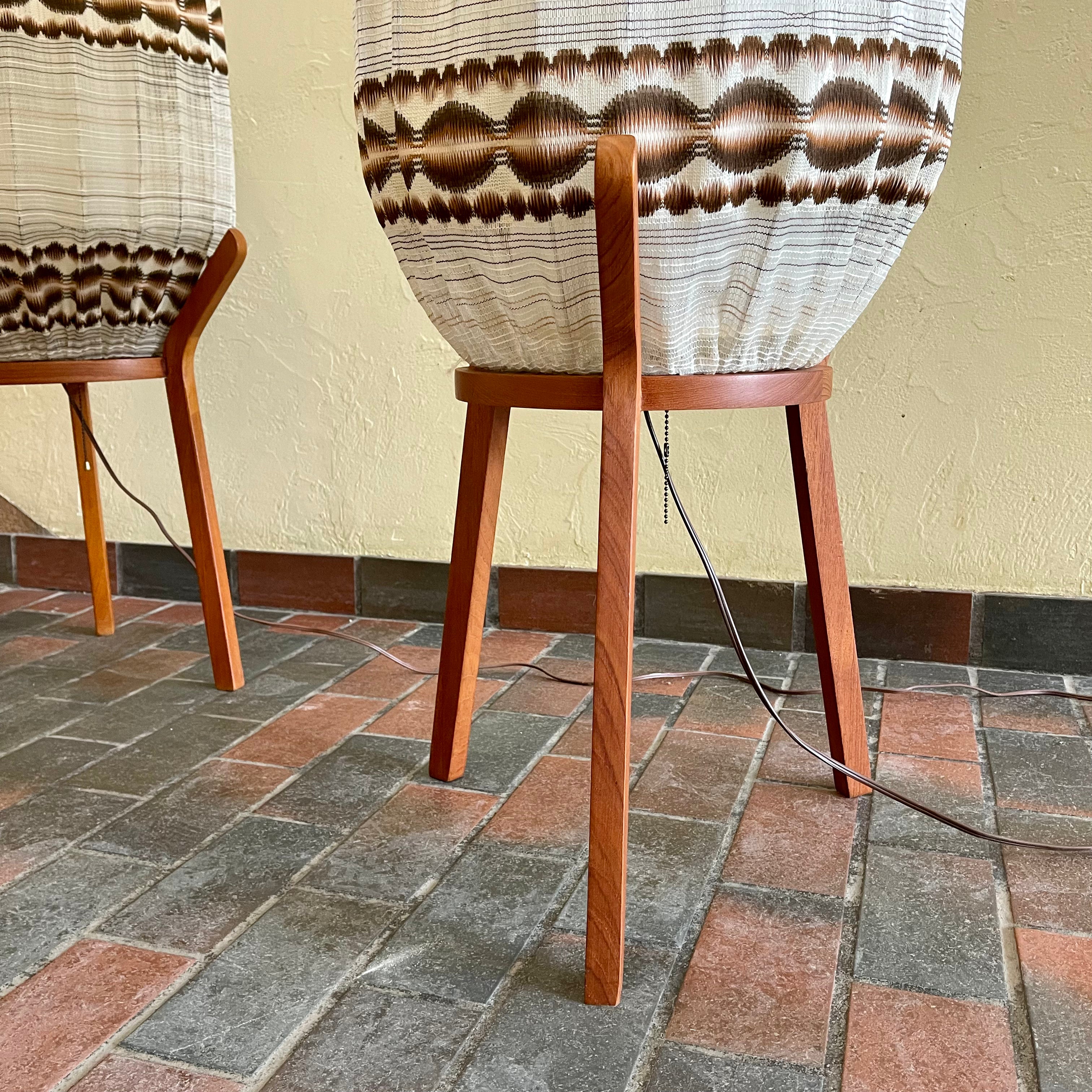 1960s Danish Teak Tripod Pod Floor Lamps