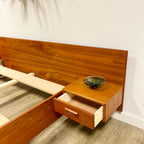Mid-Century Teak Queen Size Bed + Floating Nightstands - Mr. Mansfield Vintage