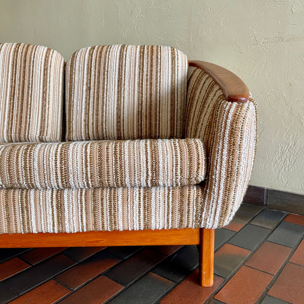 Huber Barrel Back Teak Sofa and Lounge Chair