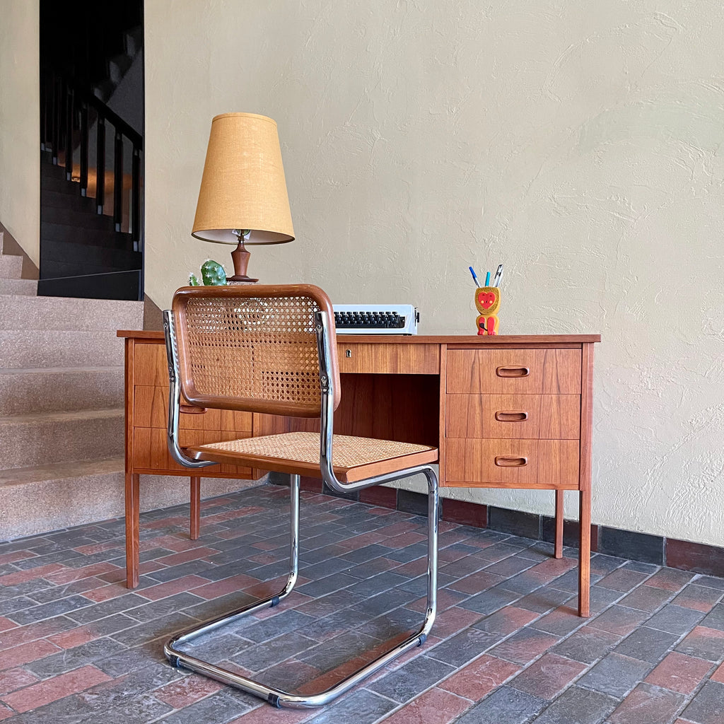 Teak Desk with Bookshelf Back Mr. Mansfield Vintage
