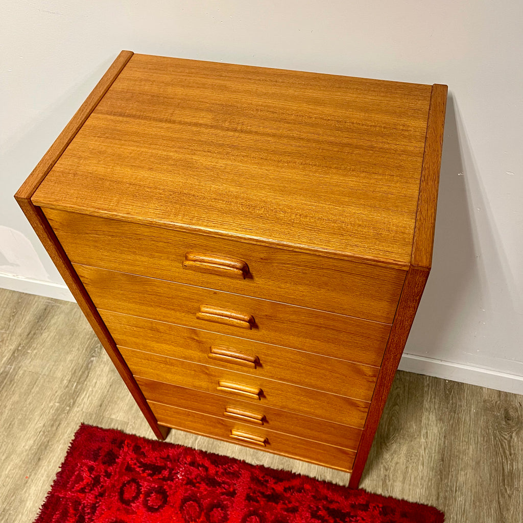 Teak 6 Drawer Tallboy Dresser - Mr. Mansfield Vintage