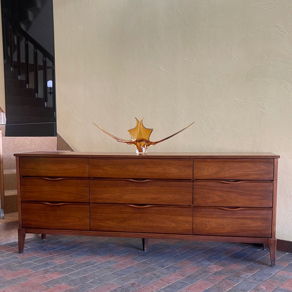 Vintage Walnut 9 Drawer Dresser