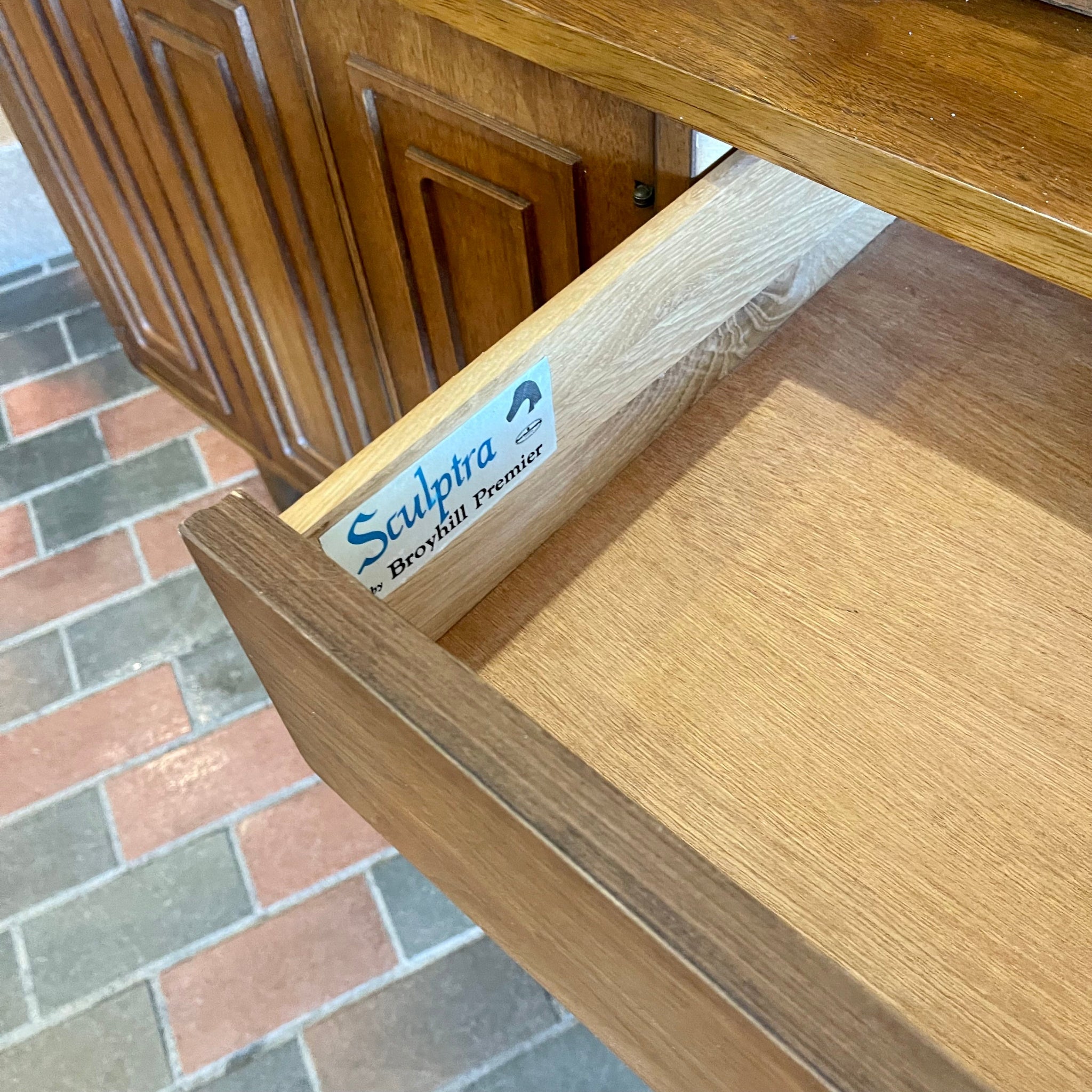 Broyhill Premier maker mark on Sculptra credenza and hutch