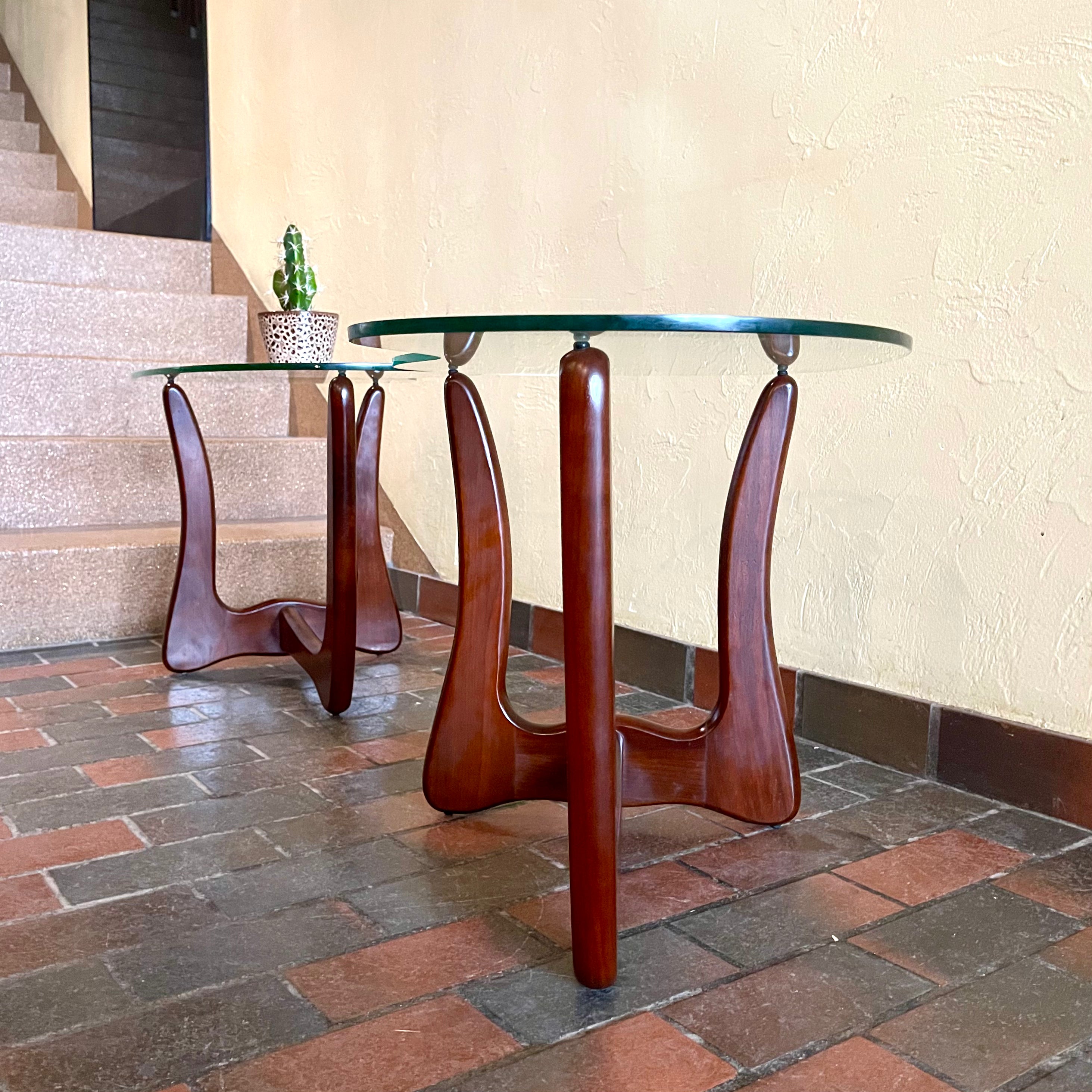 2  Kroehler Kidney Shape  Walnut Side Tables - Mr. Mansfield Vintage