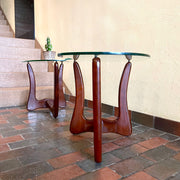 2  Kroehler Kidney Shape  Walnut Side Tables - Mr. Mansfield Vintage