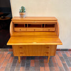 Teak Secretary Roll Top Desk - Mr. Mansfield Vintage
