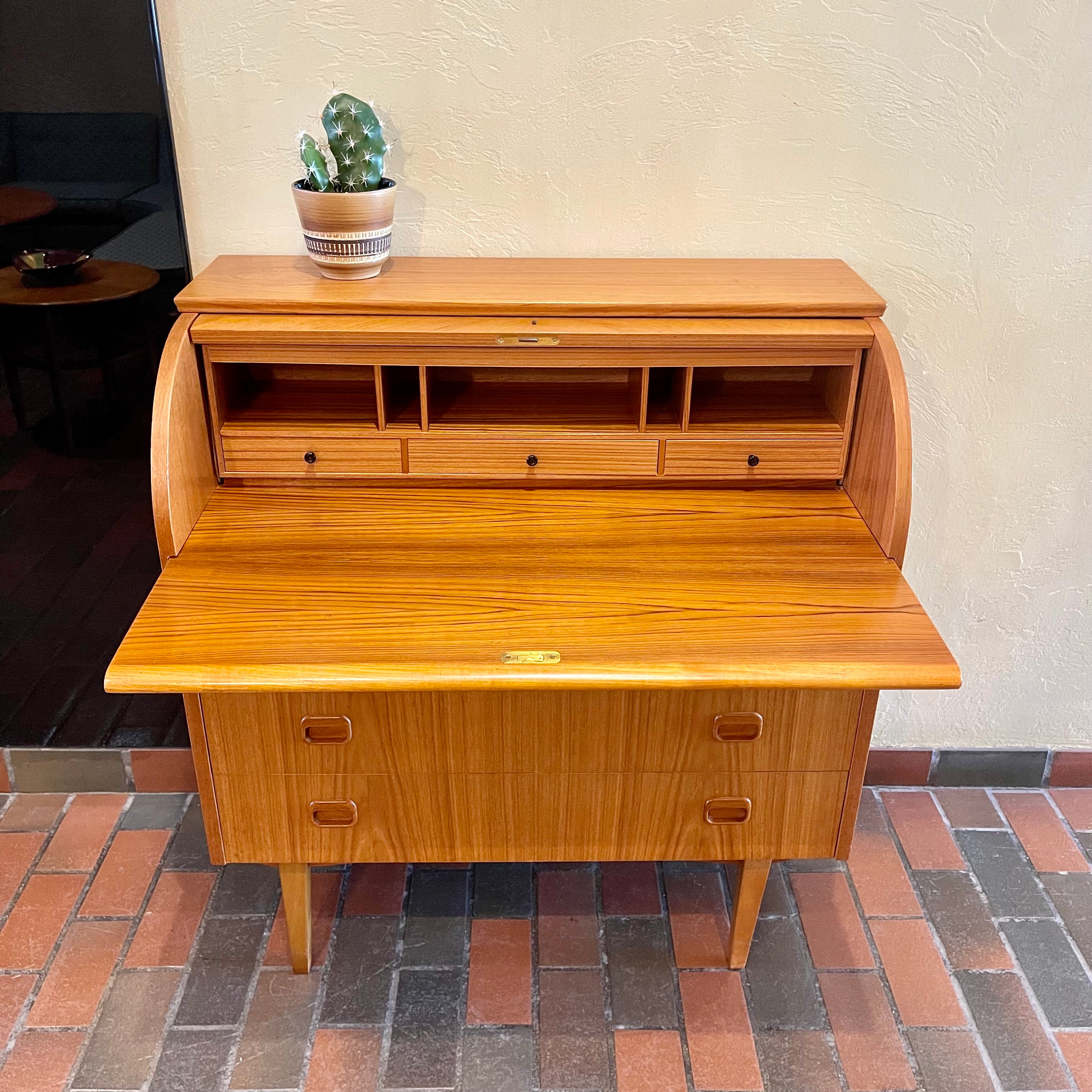 Teak Secretary Roll Top Desk - Mr. Mansfield Vintage