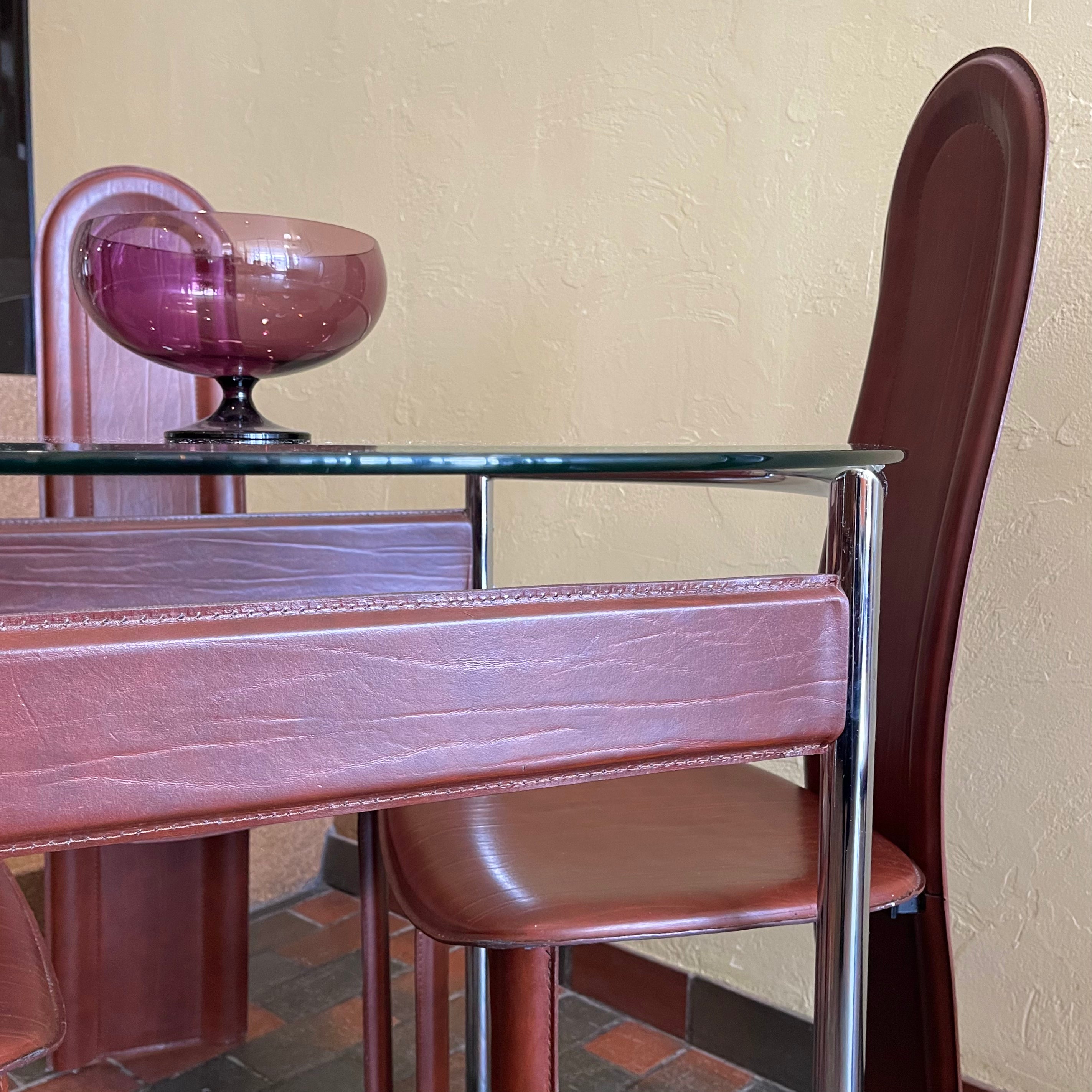 Italian Leather Chairs + Chrome + Leather Table - Mr. Mansfield Vintage